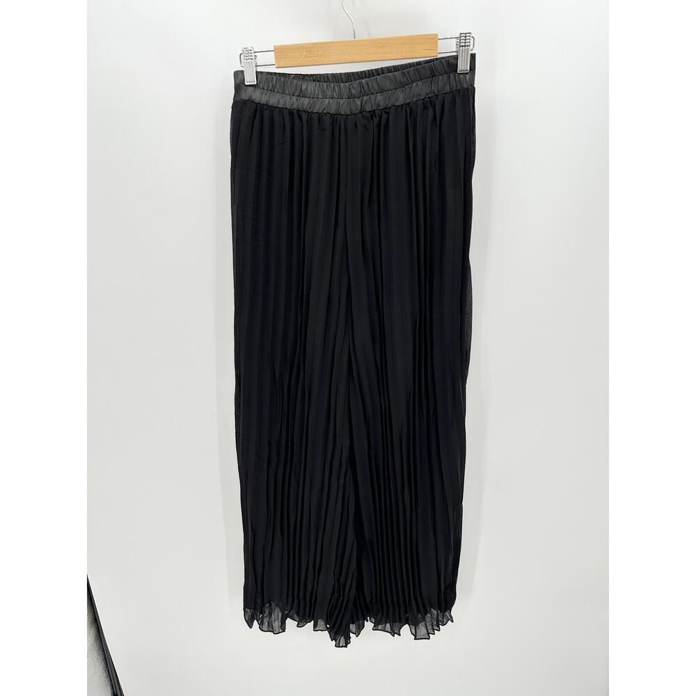 Uniq‎ Womens Black Wide Leg Palooza Pants Size M Pleated Pull On Boho Minimal